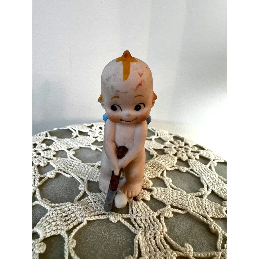 Vintage Kewpie figurine Kewpie golfing; so sweet must see 3